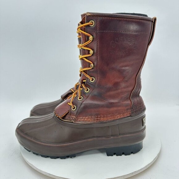 Schnee's Men Size 6 Black Brown Leather Insulated Winter Western Pac Boot - Picture 1 of 11